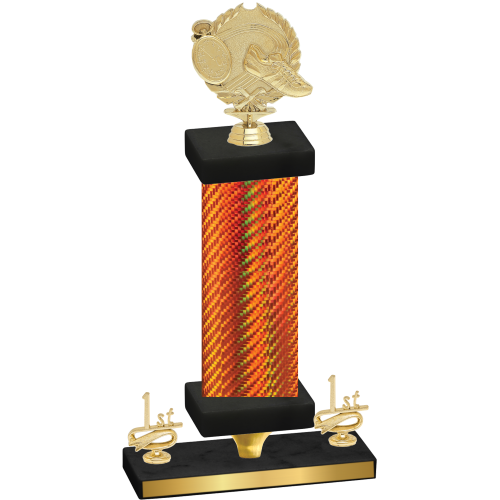 Premium Single Orange Carbon Fiber First Place Running Trophy