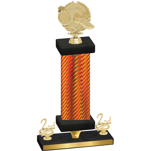 Premium Single Orange Carbon Fiber Second Place Running Trophy