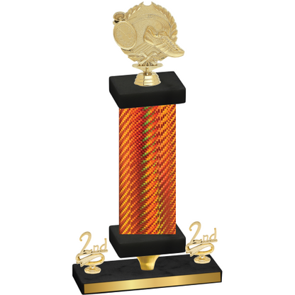 Premium Single Orange Carbon Fiber Second Place Running Trophy