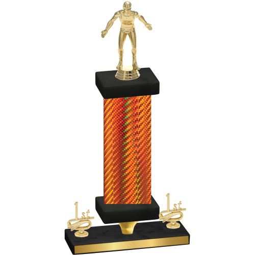 Premium Single Orange Carbon Fiber First Place Wrestling Trophy