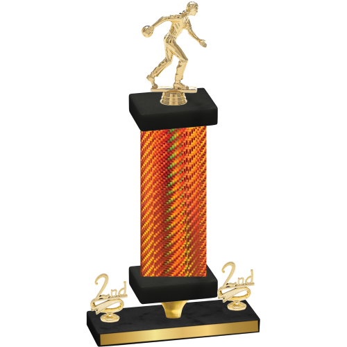 Premium Single Orange Carbon Fiber Second Place Bowling Trophy