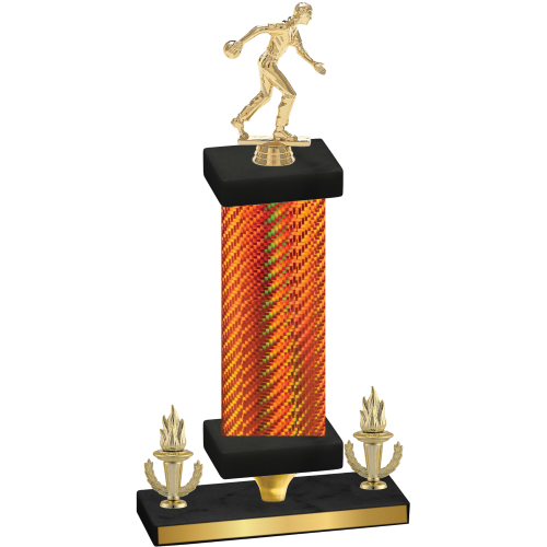 Premium Single Orange Carbon Fiber Victory Bowling Trophy