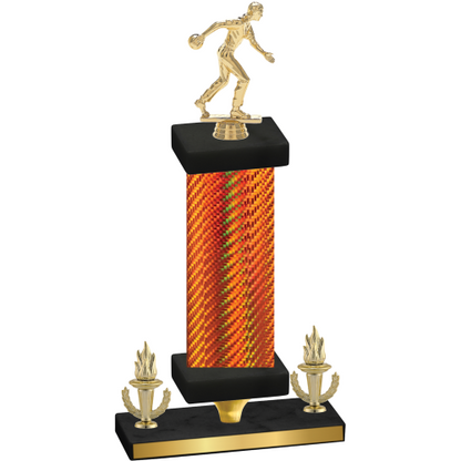 Premium Single Orange Carbon Fiber Victory Bowling Trophy