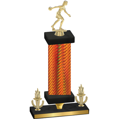 Premium Single Orange Carbon Fiber Victory Bowling Trophy