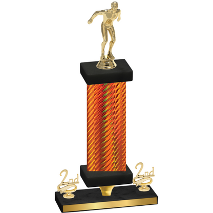 Premium Single Orange Carbon Fiber Second Place Swimming Trophy