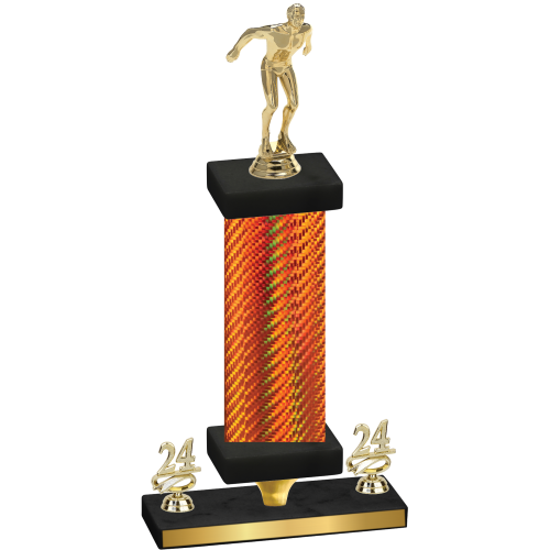 Premium Single Orange Carbon Fiber Year Swimming Trophy