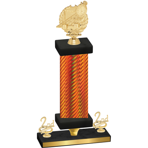 Premium Single Orange Carbon Fiber Second Place Swimming Trophy