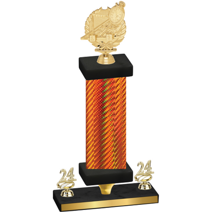 Premium Single Orange Carbon Fiber Year Swimming Trophy