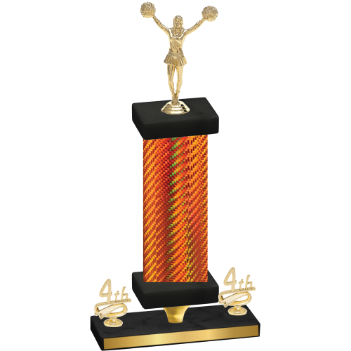 Premium Single Orange Carbon Fiber Fourth Place Cheerleading Trophy
