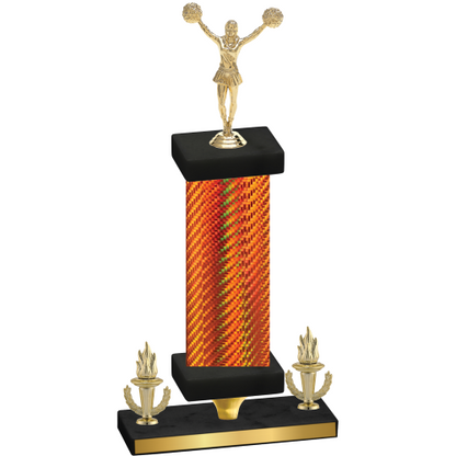 Premium Single Orange Carbon Fiber Victory Cheerleading Trophy