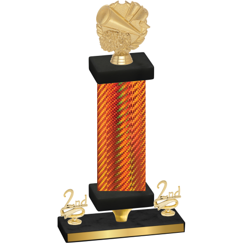 Premium Single Orange Carbon Fiber Second Place Cheerleading Trophy