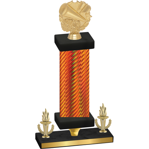Premium Single Orange Carbon Fiber Victory Cheerleading Trophy