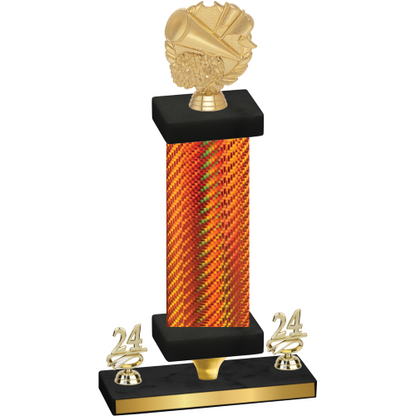Premium Single Orange Carbon Fiber Year Cheerleading Trophy