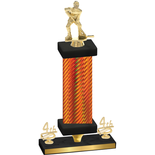 Premium Single Orange Carbon Fiber Fourth Place Hockey Trophy