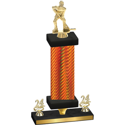 Premium Single Orange Carbon Fiber Year Hockey Trophy