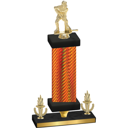 Premium Single Orange Carbon Fiber Victory Hockey Trophy