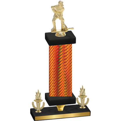 Premium Single Orange Carbon Fiber Victory Hockey Trophy