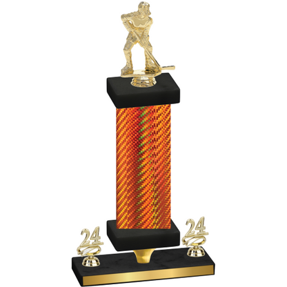 Premium Single Orange Carbon Fiber Year Hockey Trophy