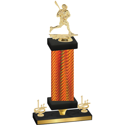 Premium Single Orange Carbon Fiber First Place Lacrosse Trophy