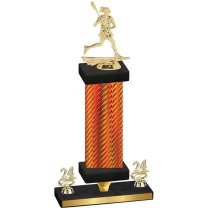 Premium Single Orange Carbon Fiber Year Lacrosse Trophy