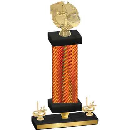 Premium Single Orange Carbon Fiber First Place Basketball Trophy