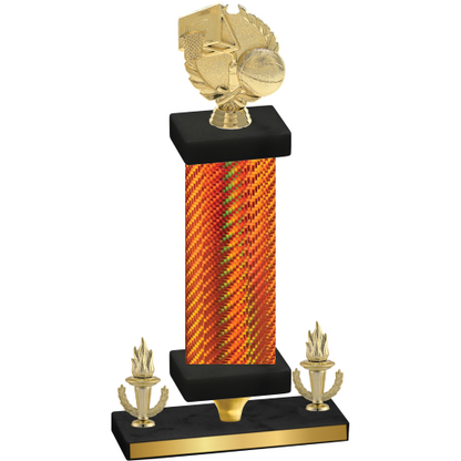Premium Single Orange Carbon Fiber Victory Basketball Trophy