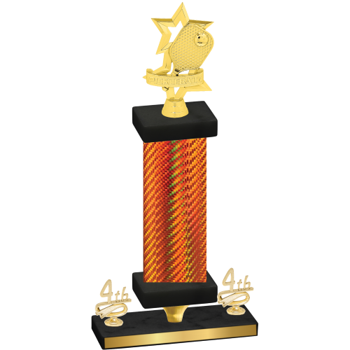 Premium Single Orange Carbon Fiber Fourth Place Pickleball Trophy