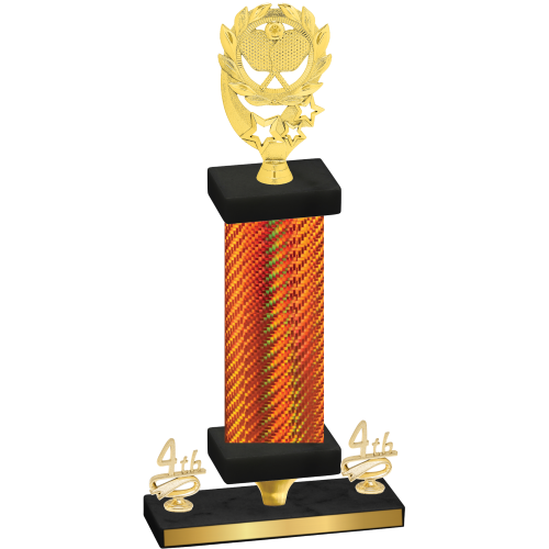 Premium Single Orange Carbon Fiber Fourth Place Pickleball Trophy