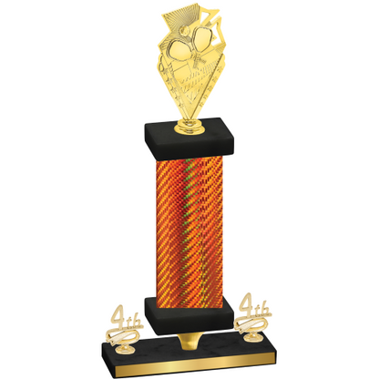 Premium Single Orange Carbon Fiber Fourth Place Pickleball Trophy