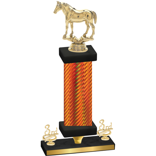 Premium Single Orange Carbon Fiber Third Place Horses Trophy