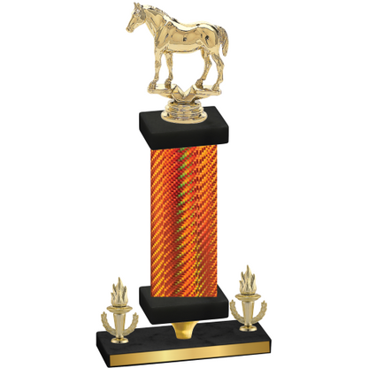 Premium Single Orange Carbon Fiber Victory Horses Trophy