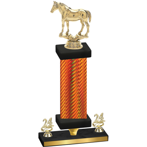 Premium Single Orange Carbon Fiber Year Horses Trophy