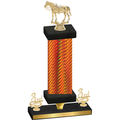 Premium Single Orange Carbon Fiber Third Place Horses Trophy