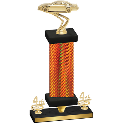Premium Single Orange Carbon Fiber Fourth Place Cars Trophy