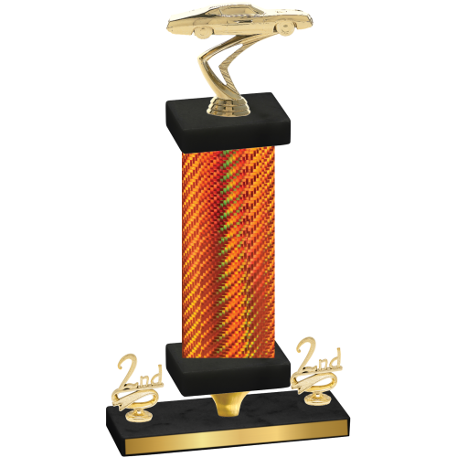 Premium Single Orange Carbon Fiber Second Place Cars Trophy