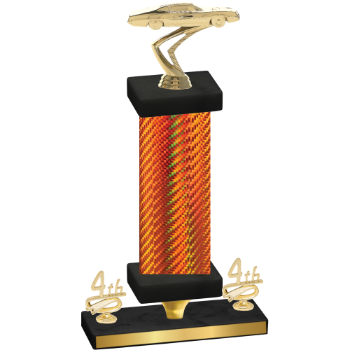 Premium Single Orange Carbon Fiber Fourth Place Cars Trophy