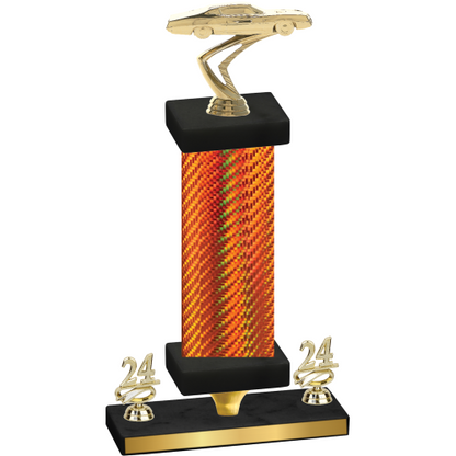 Premium Single Orange Carbon Fiber Year Cars Trophy