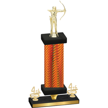 Premium Single Orange Carbon Fiber Fourth Place Archery Trophy
