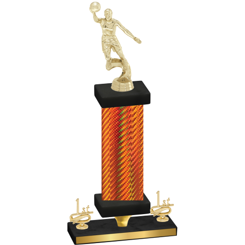 Premium Single Orange Carbon Fiber First Place Basketball Trophy