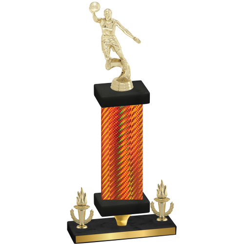 Premium Single Orange Carbon Fiber Victory Basketball Trophy