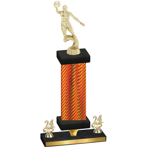 Premium Single Orange Carbon Fiber Year Basketball Trophy