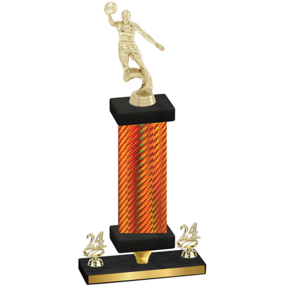 Premium Single Orange Carbon Fiber Year Basketball Trophy