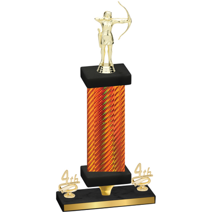 Premium Single Orange Carbon Fiber Fourth Place Archery Trophy
