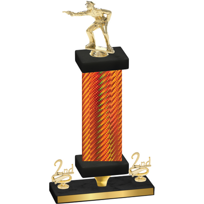 Premium Single Orange Carbon Fiber Second Place Shooter Trophy
