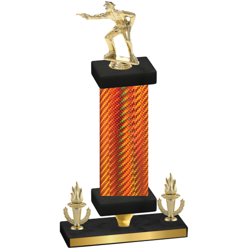 Premium Single Orange Carbon Fiber Victory Shooter Trophy