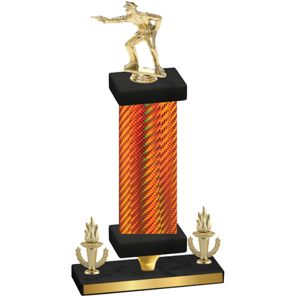 Premium Single Orange Carbon Fiber Victory Shooter Trophy