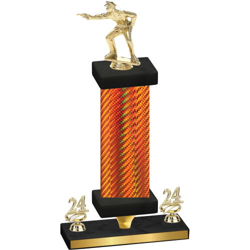 Premium Single Orange Carbon Fiber Year Shooter Trophy