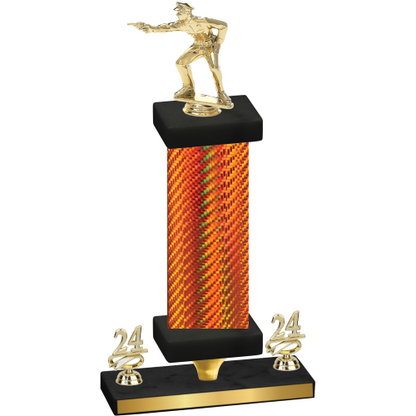 Premium Single Orange Carbon Fiber Year Shooter Trophy