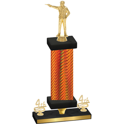 Premium Single Orange Carbon Fiber Fourth Place Shooter Trophy