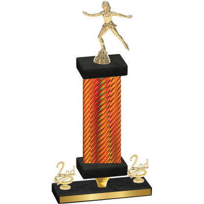Premium Single Orange Carbon Fiber Second Place Skater Trophy